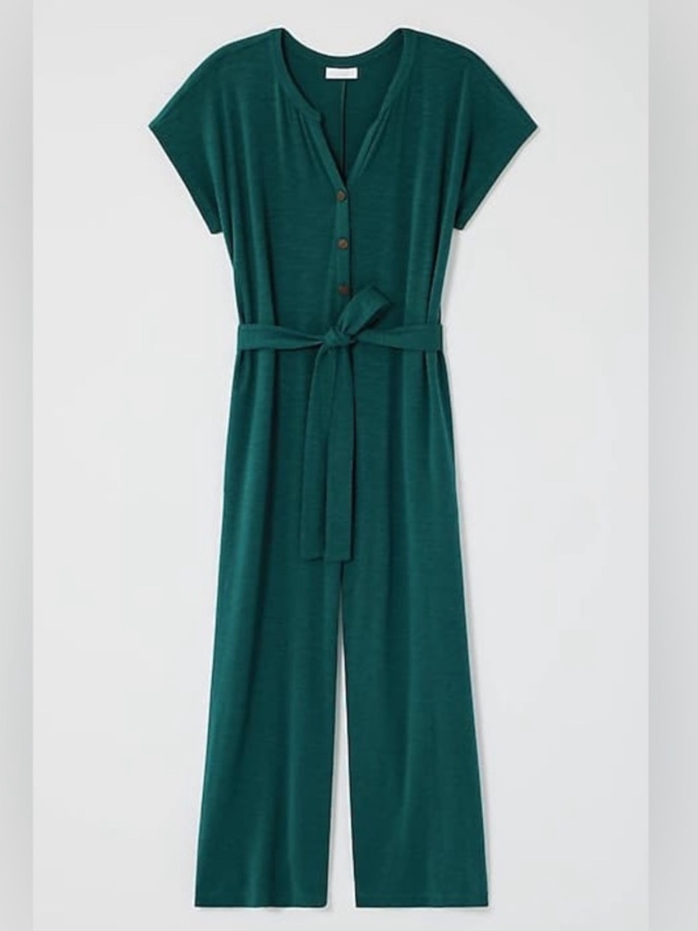 Pure Jill Cotton Tencel Emerald Green Stretchy Jumpsuit